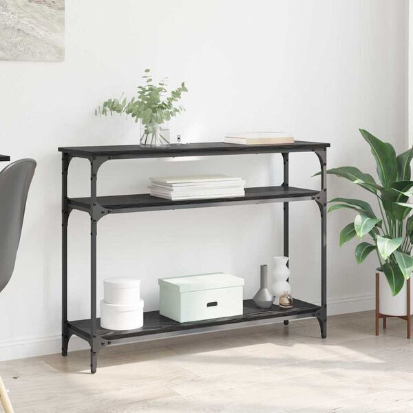 vidaXL Tavolo consolle Rovere Nero 100 x 29 x 75 cm Legno multistrato