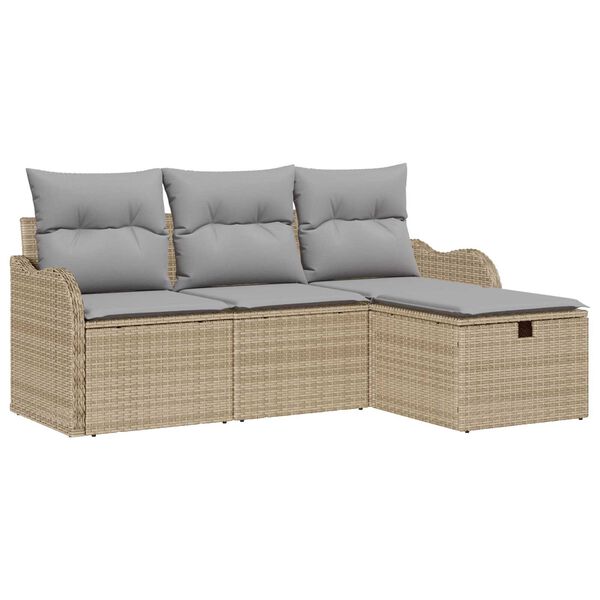 vidaXL Set Divano da Giardino 4 pcs Beige e Grigio Chiaro polyrattan