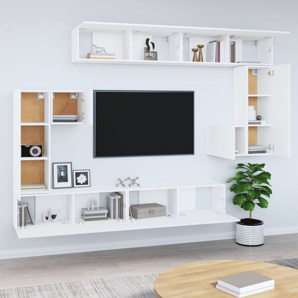 vidaXL Mobile Porta TV a Parete Bianco in Legno Multistrato