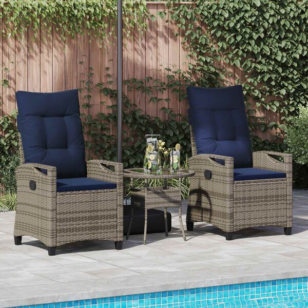 vidaXL Sedia da Giardino 2 pcs grigio e blu navy 56 x 60 x 112 cm