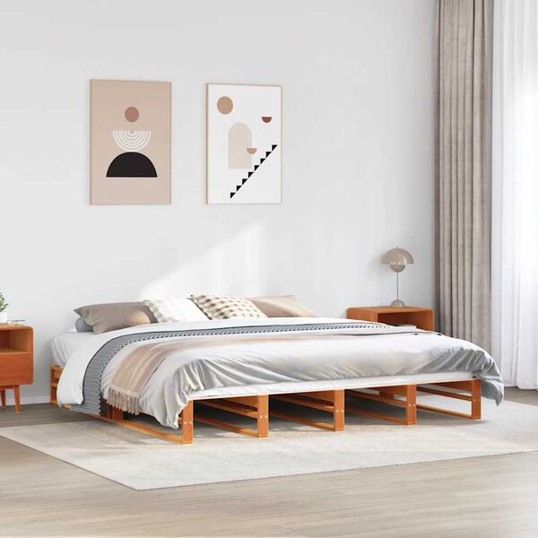 vidaXL Letto senza Materasso Marrone Cera 200x200 cm in Legno di Pino