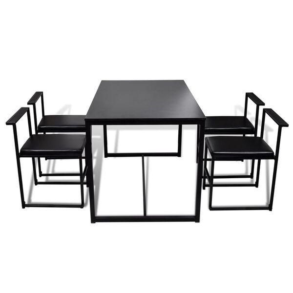vidaXL Set Tavolo e Sedie Pranzo 5 pz Nero