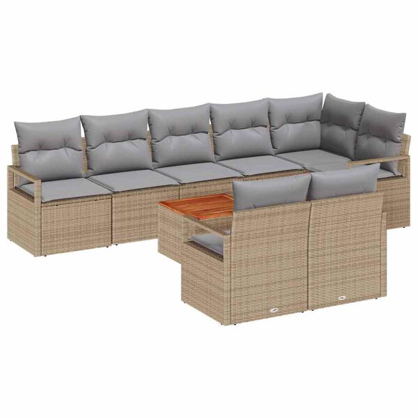 vidaXL Set Divano da Giardino 9 pcs Beige e Grigio Chiaro polyrattan