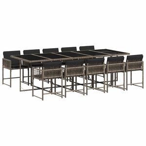 vidaXL Set da Pranzo da Giardino 11pz con Cuscini in Polyrattan Grigio