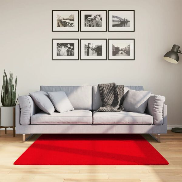 vidaXL Tappeto a Pelo Corto HUARTE Morbido e Lavabile Rosso 120x120cm
