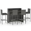 vidaXL Set Bar da Giardino 5 pz con Cuscini Grigio