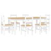 vidaXL Set da Pranzo 7 pz Panama Bianco in Legno Massello di Pino