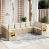 vidaXL Set Divano da Giardino 10 pz con Cuscini Beige in Polyrattan