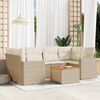 vidaXL Set Divani da Giardino 7 pz con Cuscini Beige in Polyrattan
