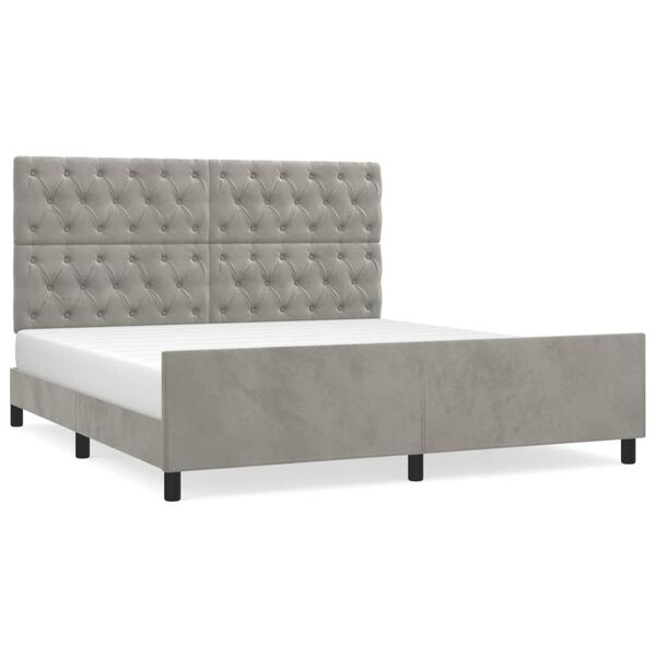vidaXL Giroletto senza Materasso Grigio Chiaro 160x200 cm Velluto