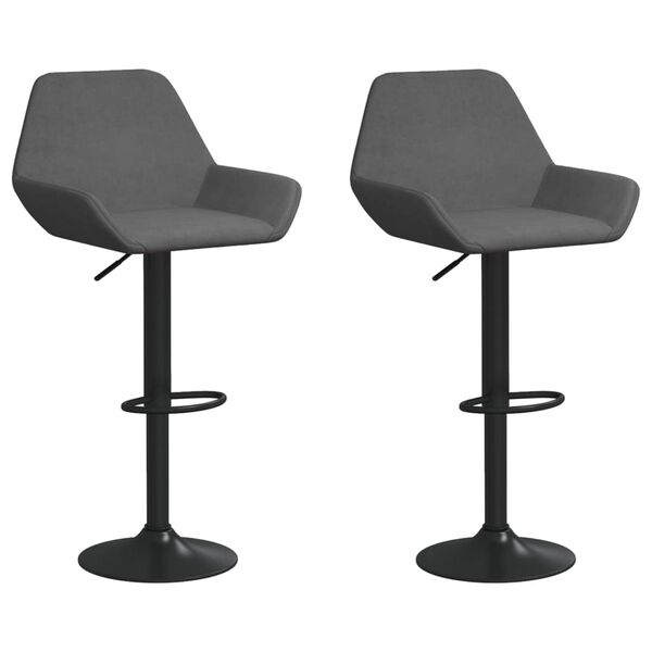 vidaXL Sgabelli da Bar 2 pz Grigio Scuro in Velluto