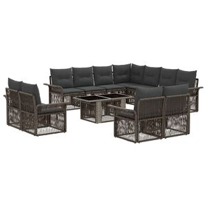 vidaXL Set Divano da Giardino 12 pz Grigio e Grigio Scuro polyrattan