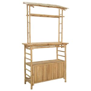 vidaXL Tavolo da bar da esterno Naturale 110 x 50 x 210 cm Bamb&ugrave;
