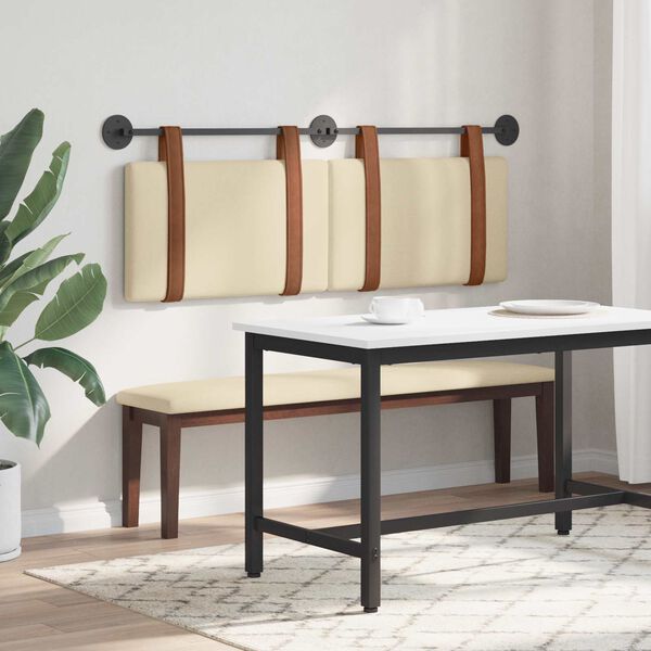 vidaXL Testata appesa Tinta unita Crema 130 x 55 x 5 cm PU Antico