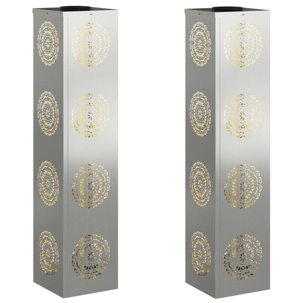 vidaXL Faro LED solare per sentieri 2 pcs Argento Acciaio zincato