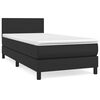 vidaXL Giroletto a Molle con Materasso Nero 90x200 cm in Similpelle