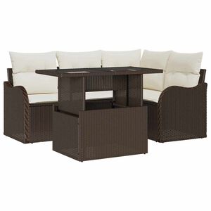 vidaXL Set Divano da Giardino 5 pcs Marrone Rattan in Polipropilene