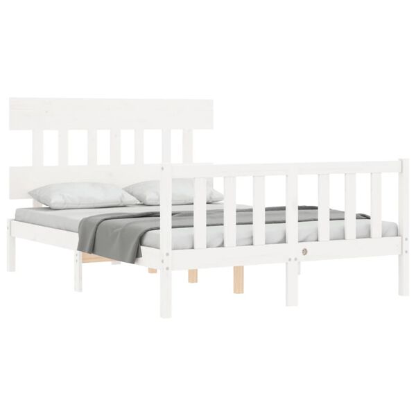 vidaXL Letto senza Materasso Bianco 140x190 cm Legno Massello di Pino