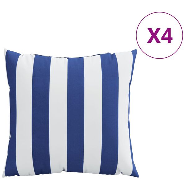 vidaXL Cuscini Decorativi 4pz Strisce Blu e Bianco 50x50 cm Tessuto