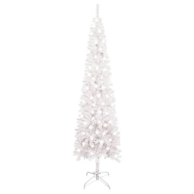vidaXL Albero di Natale Sottile Preilluminato Bianco 180 cm