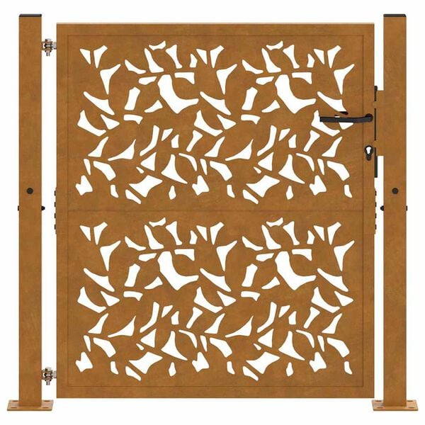 vidaXL Cancello da giardino 100x100 cm in acciaio corten con design a foglia
