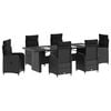 vidaXL Set da pranzo per esterni 7 pz Nero polyrattan