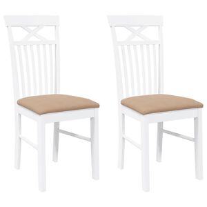 vidaXL Sedie da Pranzo con Cuscini 2 pz Bianco Legno Massello di Hevea