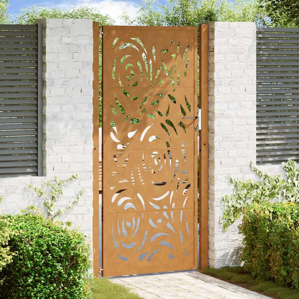 vidaXL Cancello da giardino 100x200 cm in acciaio corten con design a fiamma