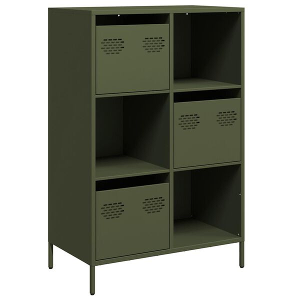 vidaXL Credenza Verde Oliva 68x39x103,5 cm in Acciaio