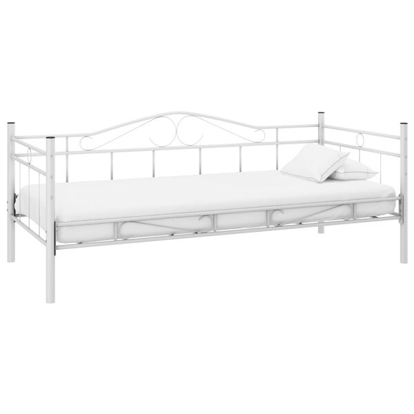 vidaXL Divano Letto con Materasso Bianco in Metallo 90x200 cm