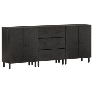 vidaXL Credenze 3 pz Nero 60x33x75 cm in Legno Massello di Mango