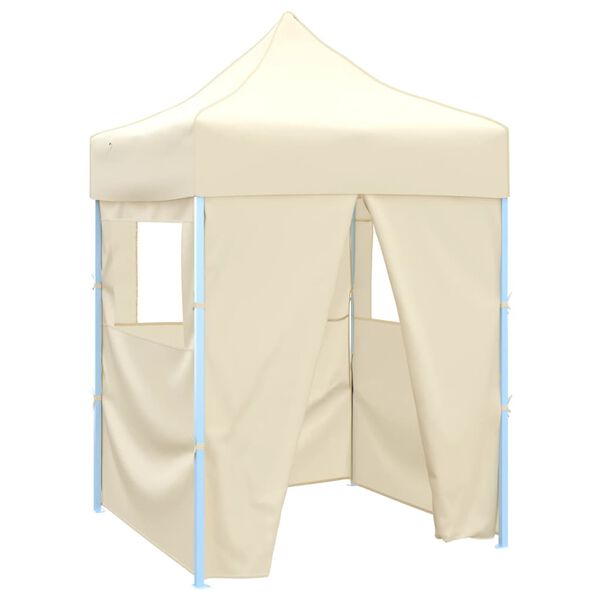 vidaXL Gazebo Professionale Pieghevole con 4 Pareti 2x2m Acciaio Crema