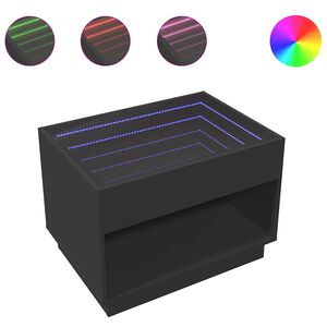 vidaXL Tavolino da Salotto con LED Infinity Nero 70x50x50 cm