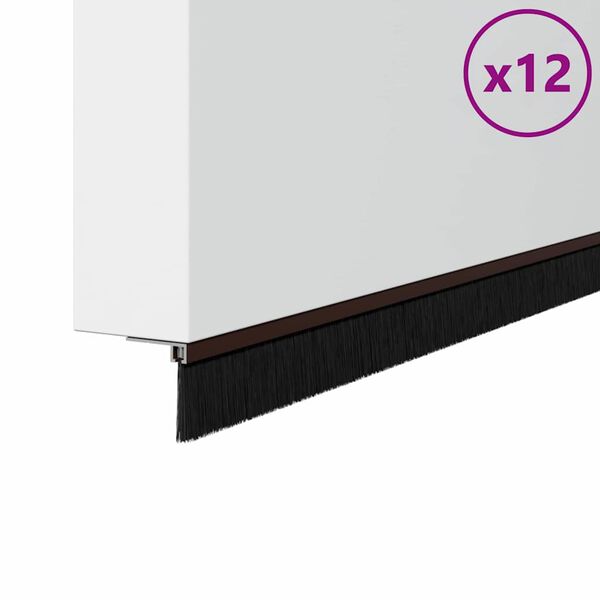 vidaXL Spazzole per porte a vite 12 pcs Marrone 100 cm
