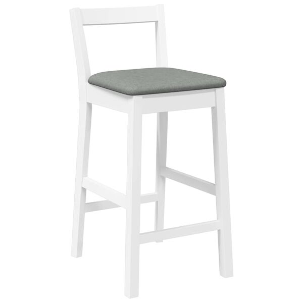 vidaXL Sgabelli da Bar con Cuscini 2 pz Bianco Legno Massello di Hevea