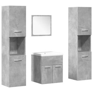 vidaXL Set Mobili da Bagno 5 pz Grigio Cemento in Legno Multistrato