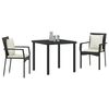 vidaXL Set da Pranzo per Giardino con cuscino 3 pcs Nero polyrattan