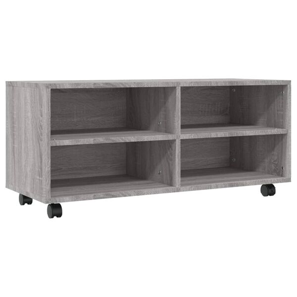 vidaXL Mobile TV con Ruote Grigio Sonoma 90x35x35cm Legno Multistrato