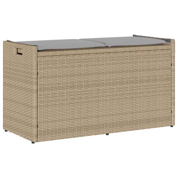 vidaXL Cassapanca da Esterno con Cuscino Beige 100 cm in Polyrattan
