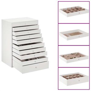 vidaXL Portagioie a 10 ripiani con porta orologi bianco 29x20,5x40,5cm
