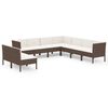 vidaXL Set Divani da Giardino 9 pz con Cuscini in Polyrattan Marrone