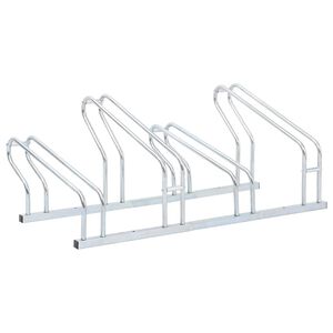 vidaXL Supporto per 4 Bici da Pavimento Autoportante Acciaio Zincato