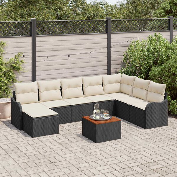 vidaXL Set Divano da Giardino 9 pcs Nero e bianco