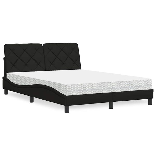 vidaXL Letto con Materasso Nero 140x200 cm in Tessuto