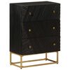 vidaXL Cassettiera Nera 55x30x76 cm in Legno Massello di Mango e Ferro
