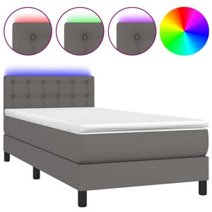 vidaXL Giroletto Molle con Materasso e LED Grigio 100x200cm Similpelle