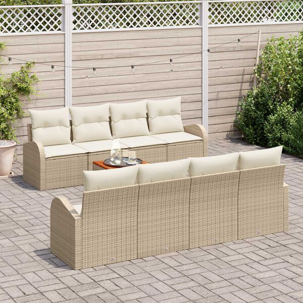 vidaXL Set Divano da Giardino con cuscino 9 pcs Beige polyrattan