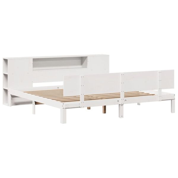 vidaXL Giroletto con Libreria senza Materasso 180x200 cm in Legno Pino