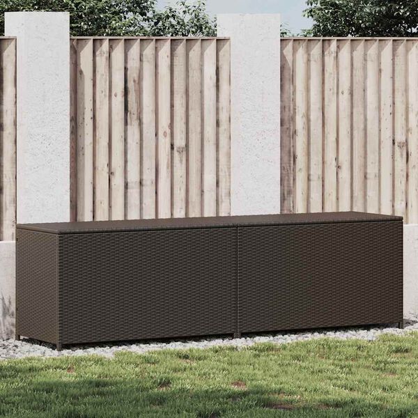 vidaXL Baule da Giardino in Polyrattan 200x50x60 cm Marrone