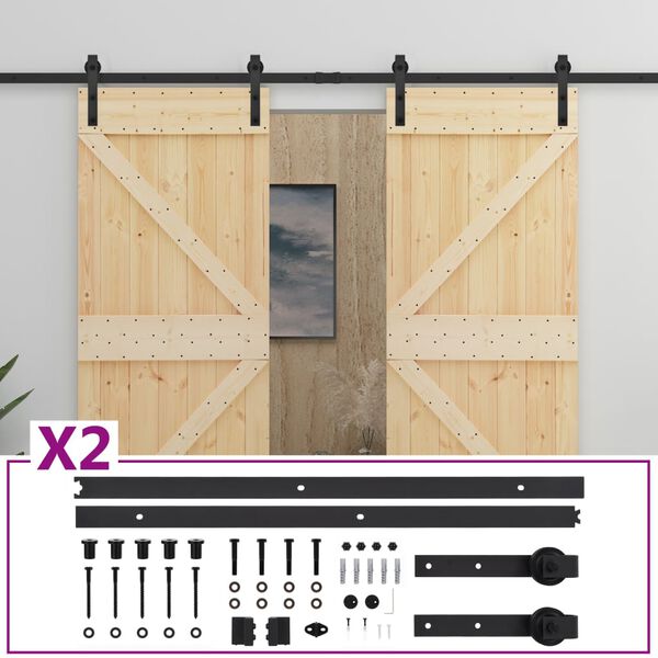 vidaXL Porta Scorrevole con Set Hardware 80x210 cm in Legno di Pino